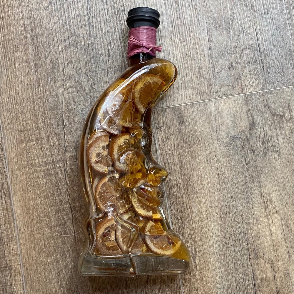 Crescent Man in the Moon Glass Decorative Bottle with Dried Citrus, Celestial